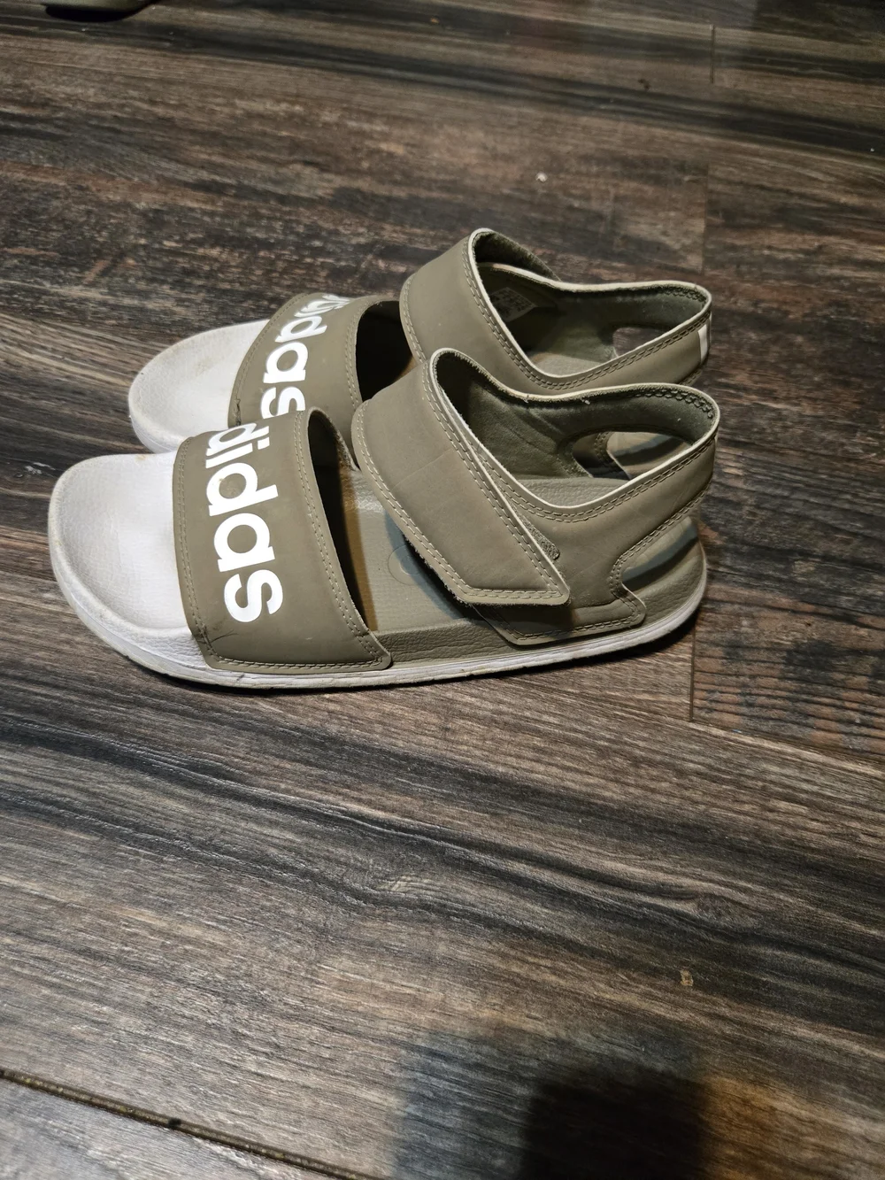 adidas Kids Olive Sandal with White Footbed